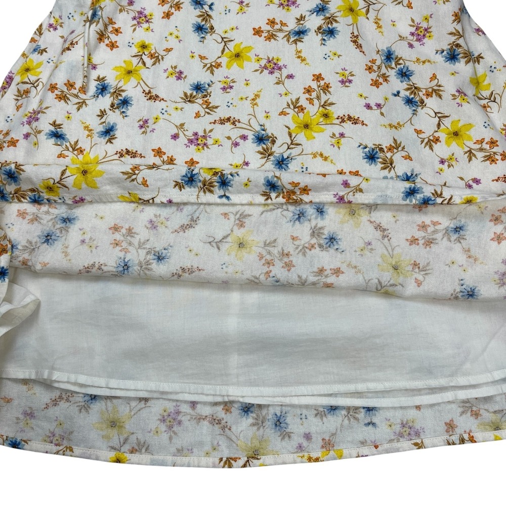 Old Navy Women's Mini Dress Large Floral Linen Blend Smocked Tie Strap Sundress - Picture 7 of 11